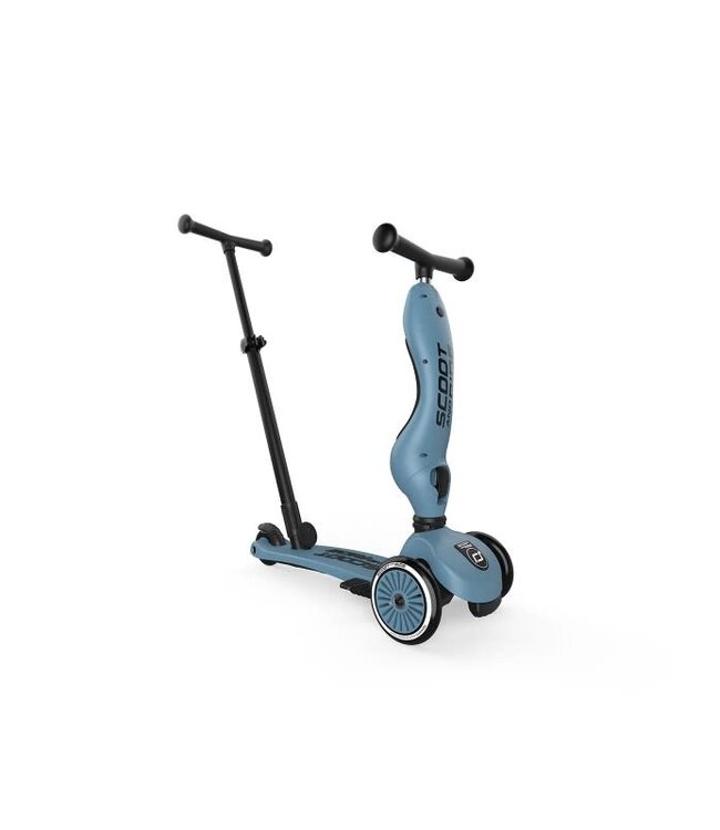 Scoot and ride Step en loopwagen in één  met duwstang - Steel -  Scoot and ride Highwaykick 1 Push & go
