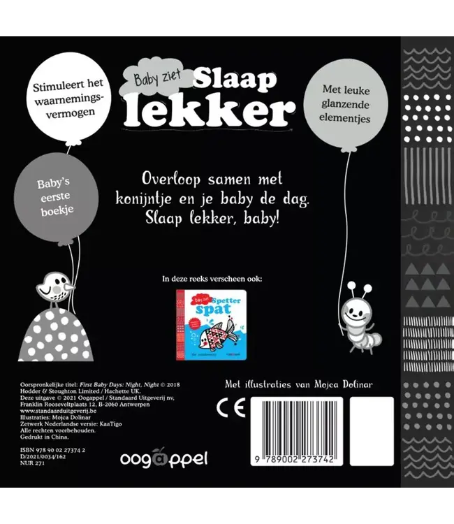 Standaard uitgeverij Baby ziet: Slaap lekker  - Contrastboekje