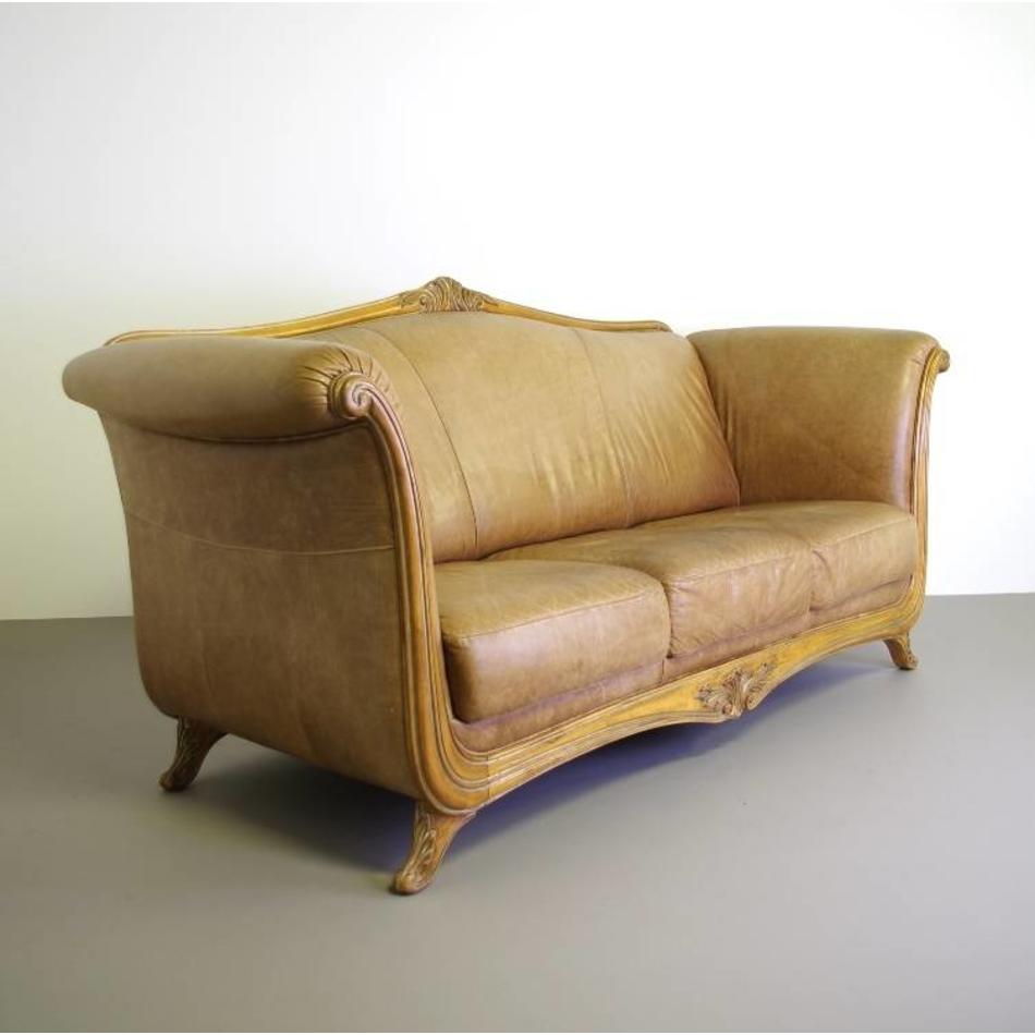 Empire style sofa, finely carved high quality. Leather