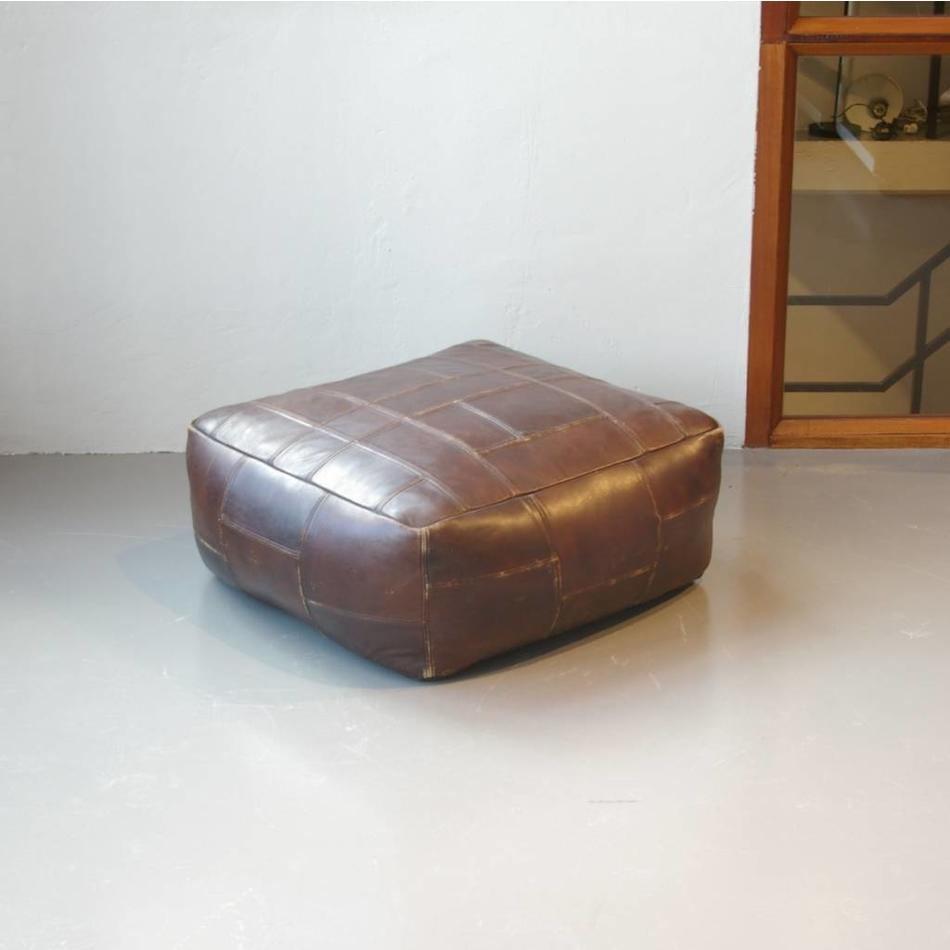 de Sede pouffe Vintage brown leather patchwork c.1970's