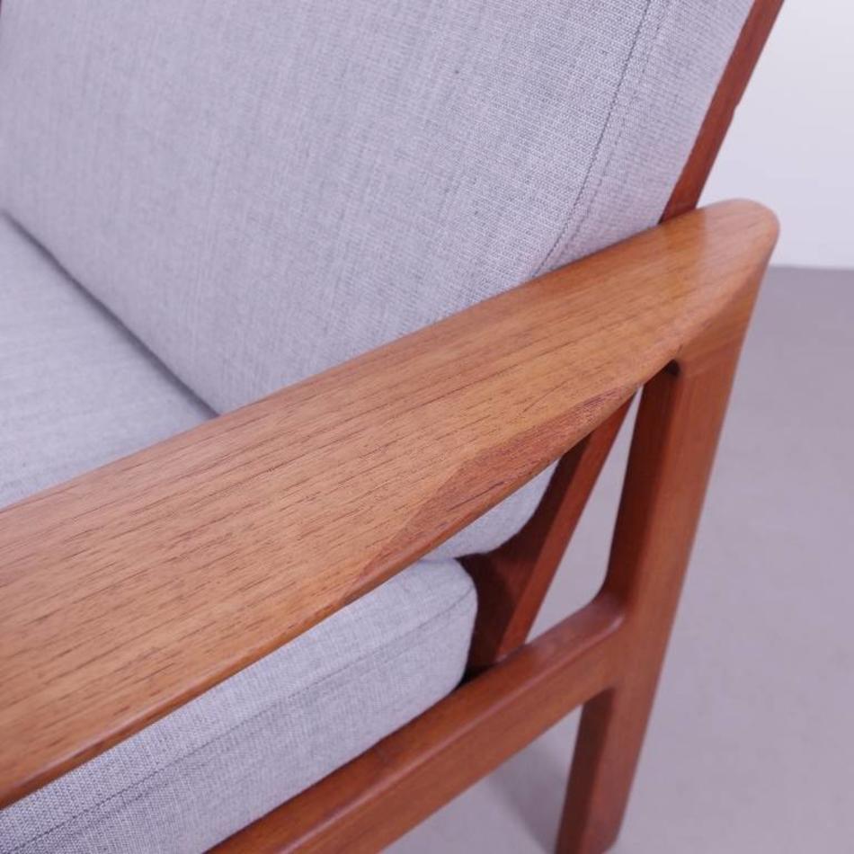 Deense fauteuil teak houten jaren 60 - Grijs