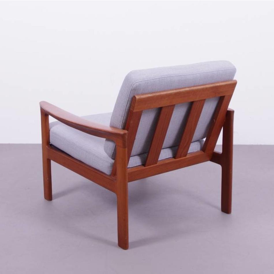 Deense fauteuil teak houten jaren 60 - Grijs
