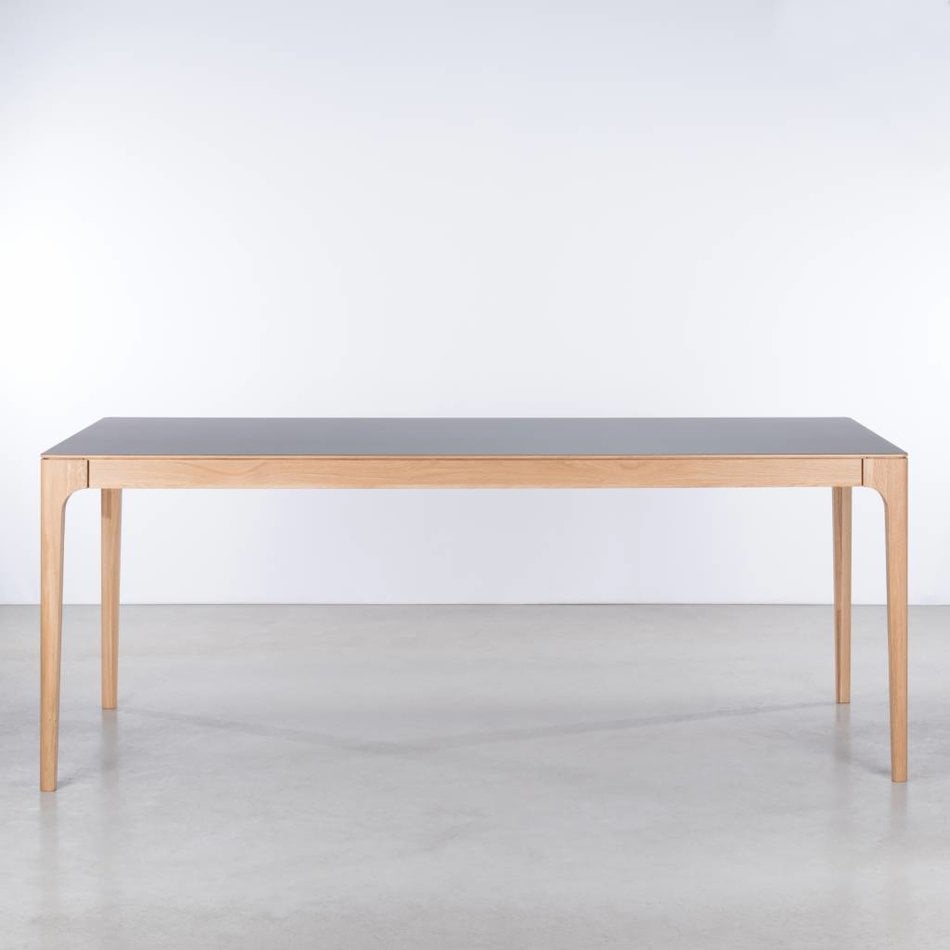 Rikke Table Basalt Grey Fenix Top - Oak Legs