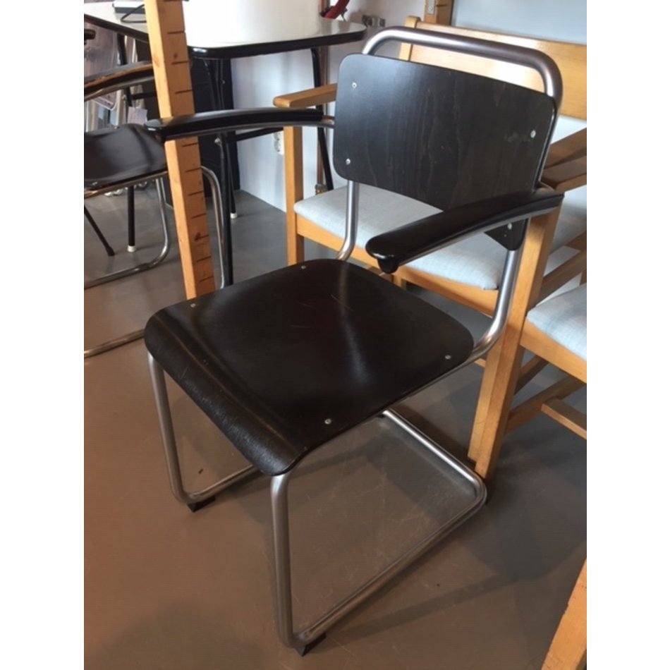 Gispen 201 stoelen (set van 4) matchroom en zwart gebeitst hout