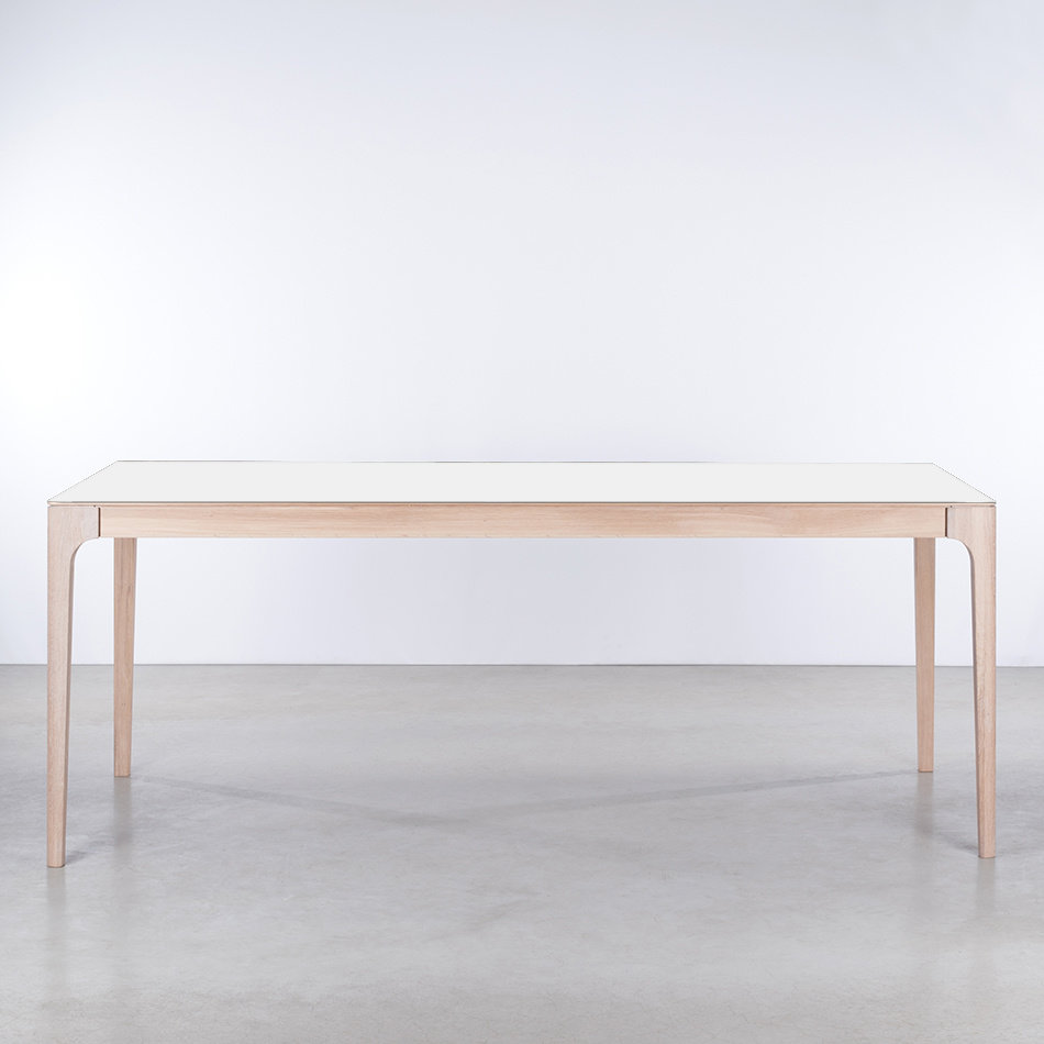 Rikke Table White Fenix Top - Oak Whitewash Legs