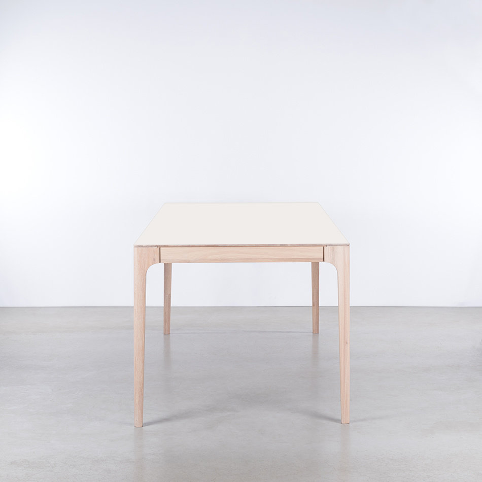 Rikke Table White Fenix Top - Oak Whitewash Legs