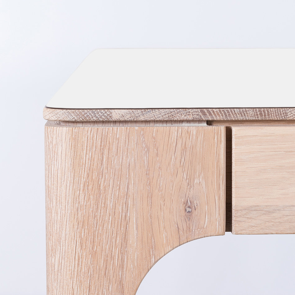 Rikke Table White Fenix Top - Oak Whitewash Legs