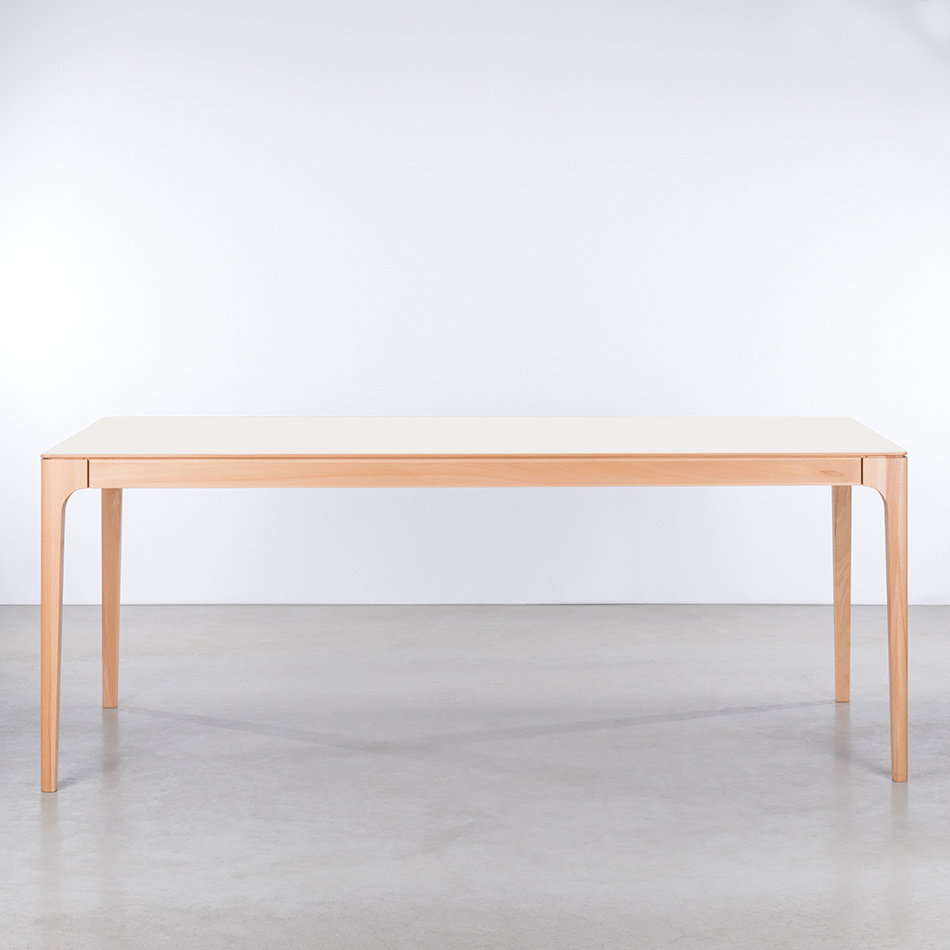 Rikke Table White Fenix Top - Beech Legs