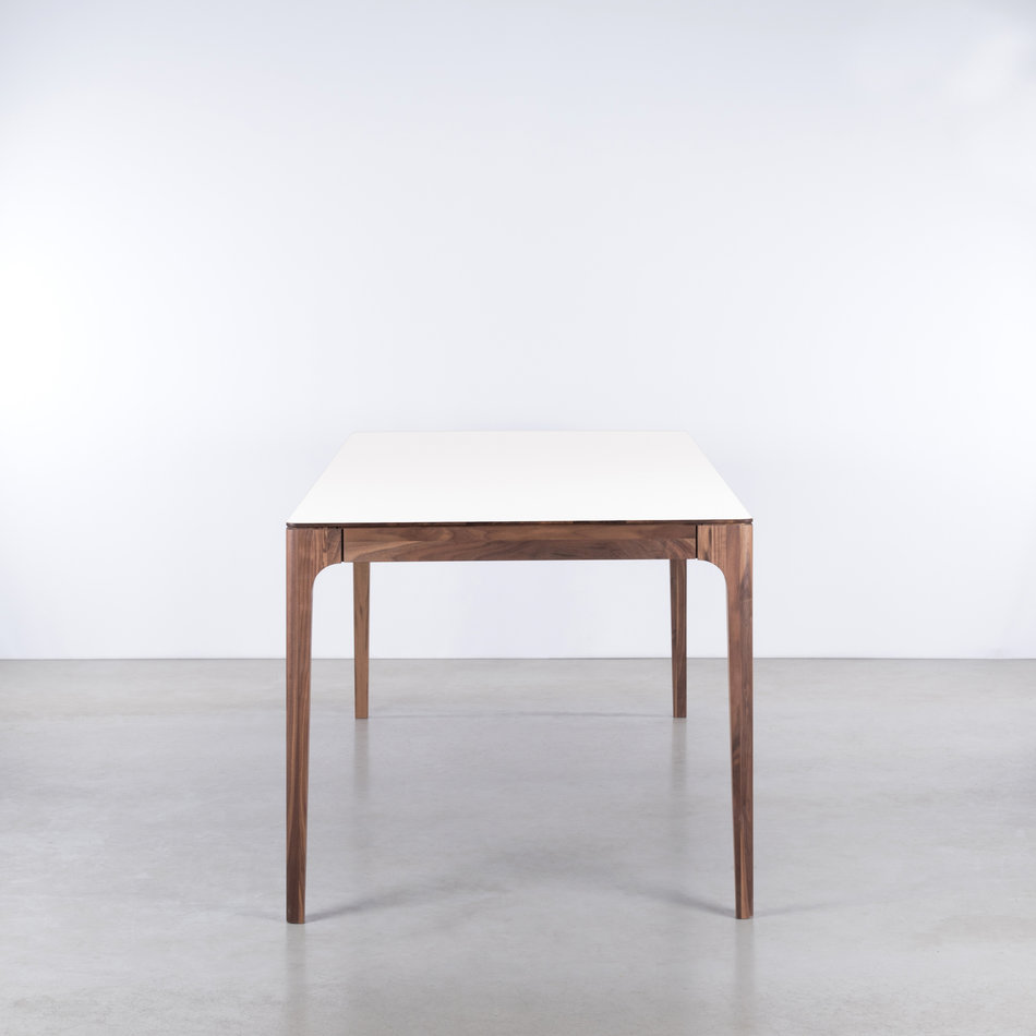 Rikke Table White Fenix Top - Walnut Legs