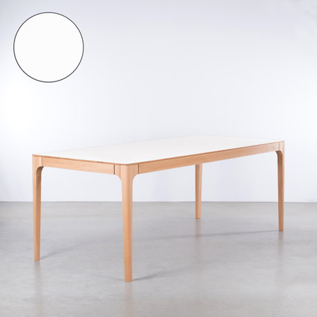 Rikke Table White Fenix Top - Beech Legs