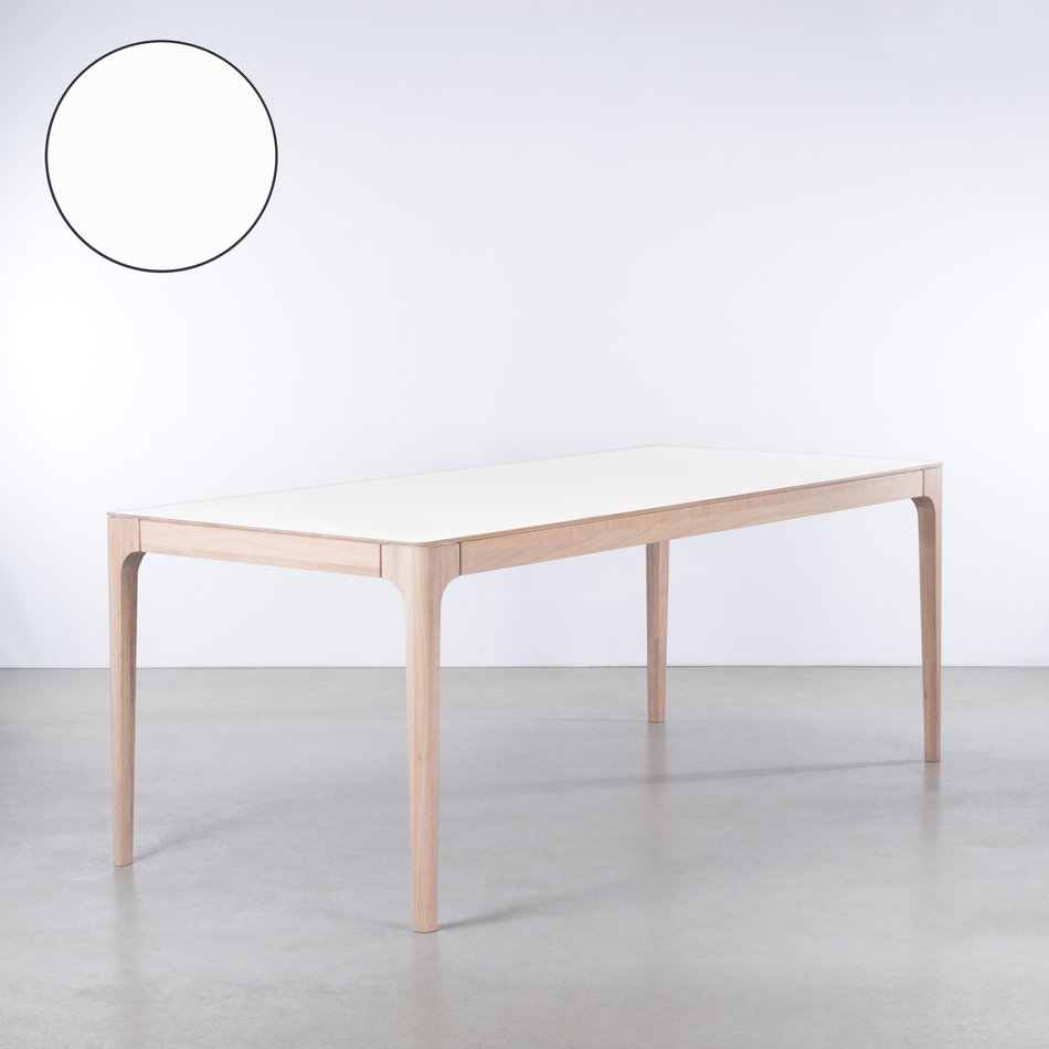 Rikke Table White Fenix Top - Oak Whitewash Legs