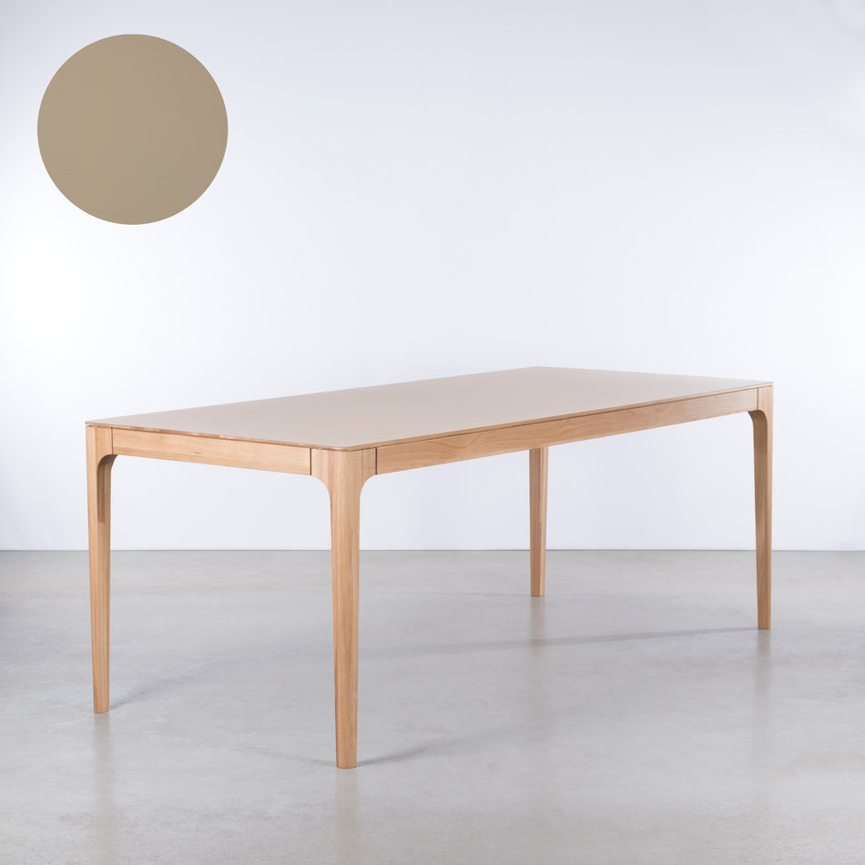 Rikke Table Loam Grey Fenix Top - Oak Legs