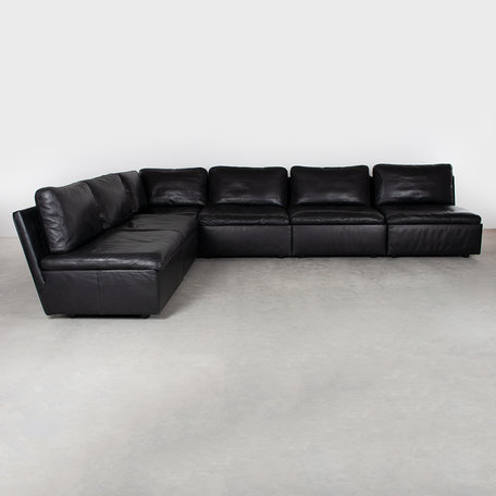 Coco modular sofa (6 elements) black leather Durlet