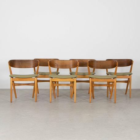 Helge Sibast No.7 stoelen (set van 6) teak Sibast jaren 50