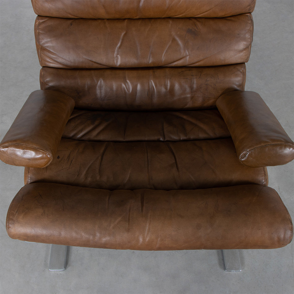 Cor Sinus lounge chair + hocker vintage leer