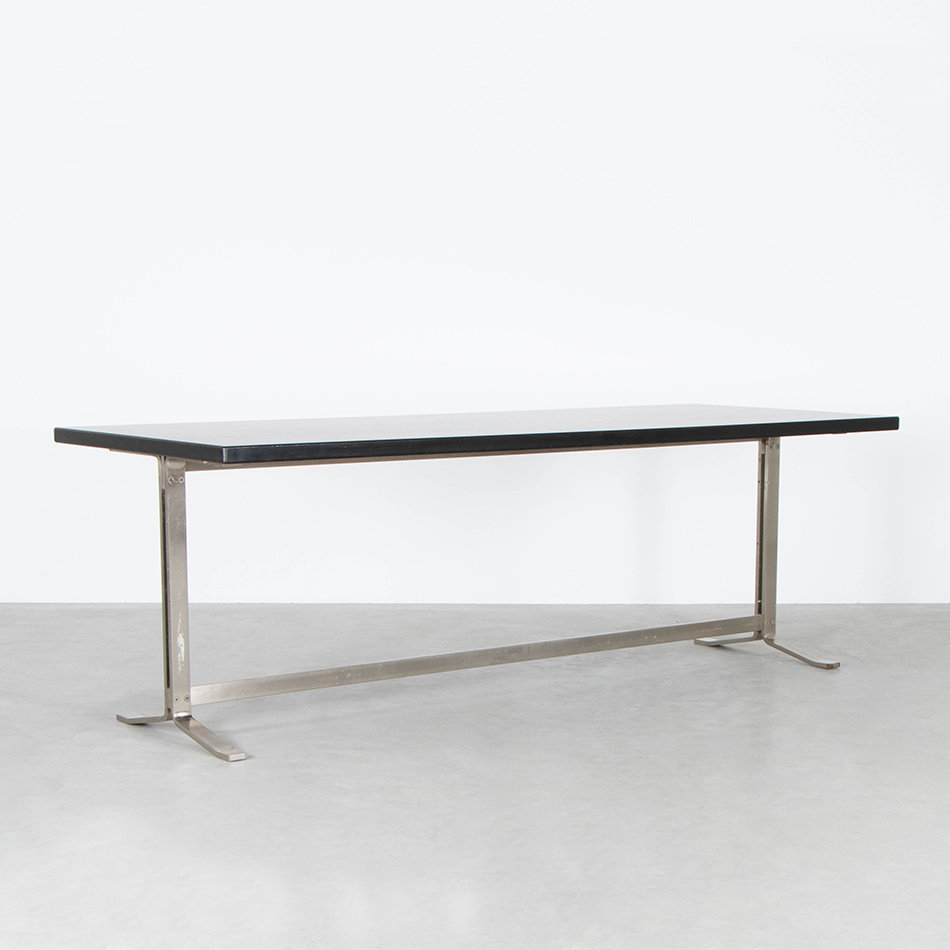 Formanova Desk/Table with Steel Frame and Black Table Top 70's