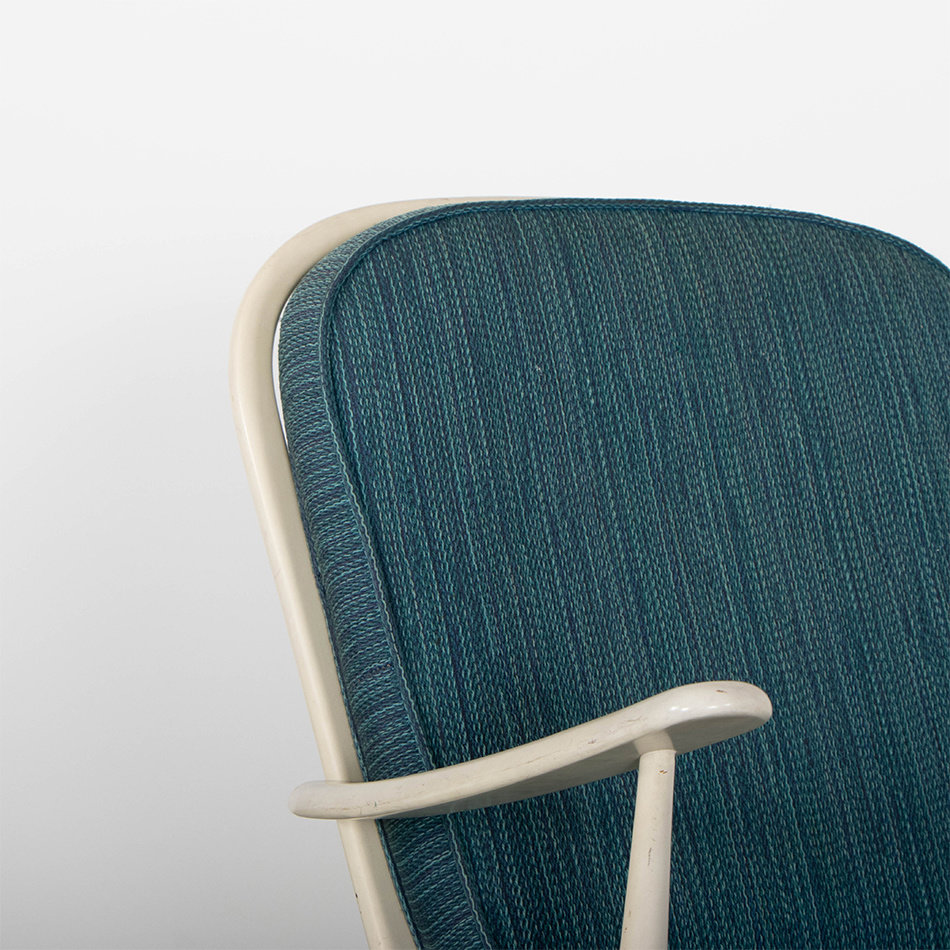 Ercolani Windsor chair - Orgineel wit met blauwe stof