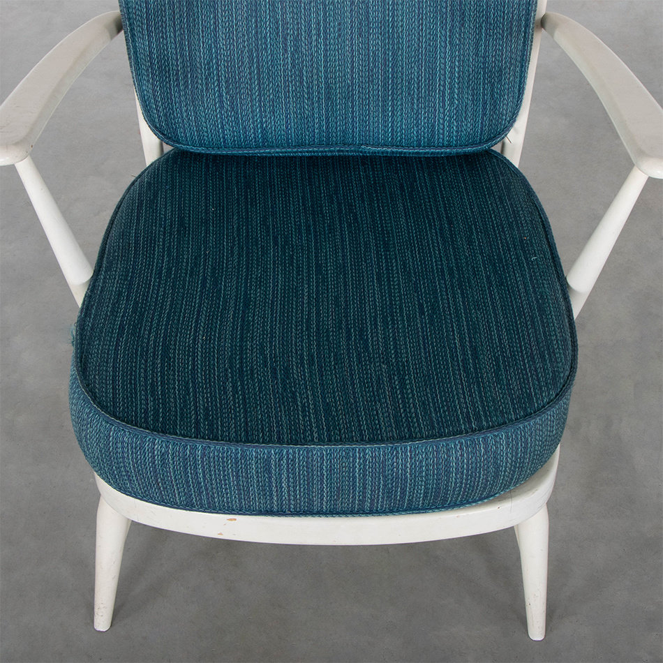 Ercolani Windsor chair - Orgineel wit met blauwe stof