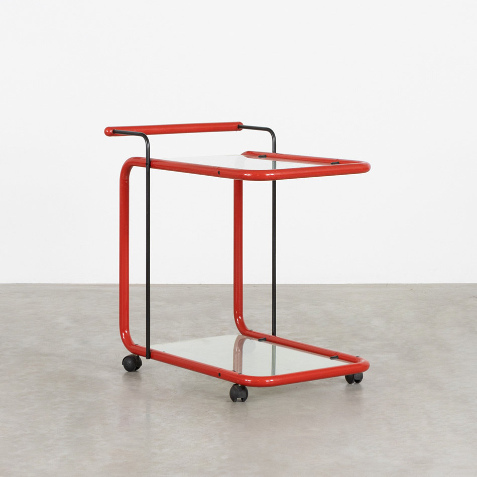 Rood metalen trolley postmodern 