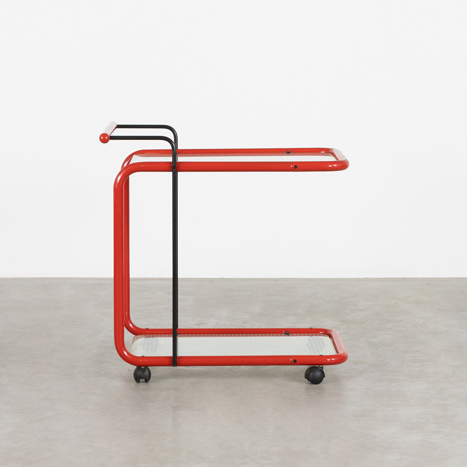 Rood metalen trolley postmodern 