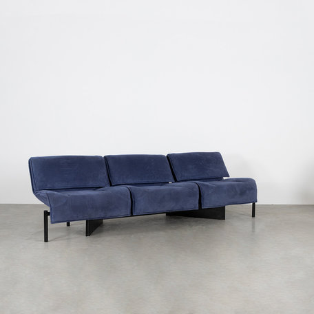 Vico Magistretti veranda sofa 3-seater blue alcantara Cassina