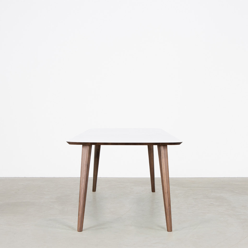 Tomrer Table White Fenix Top - Walnut Legs