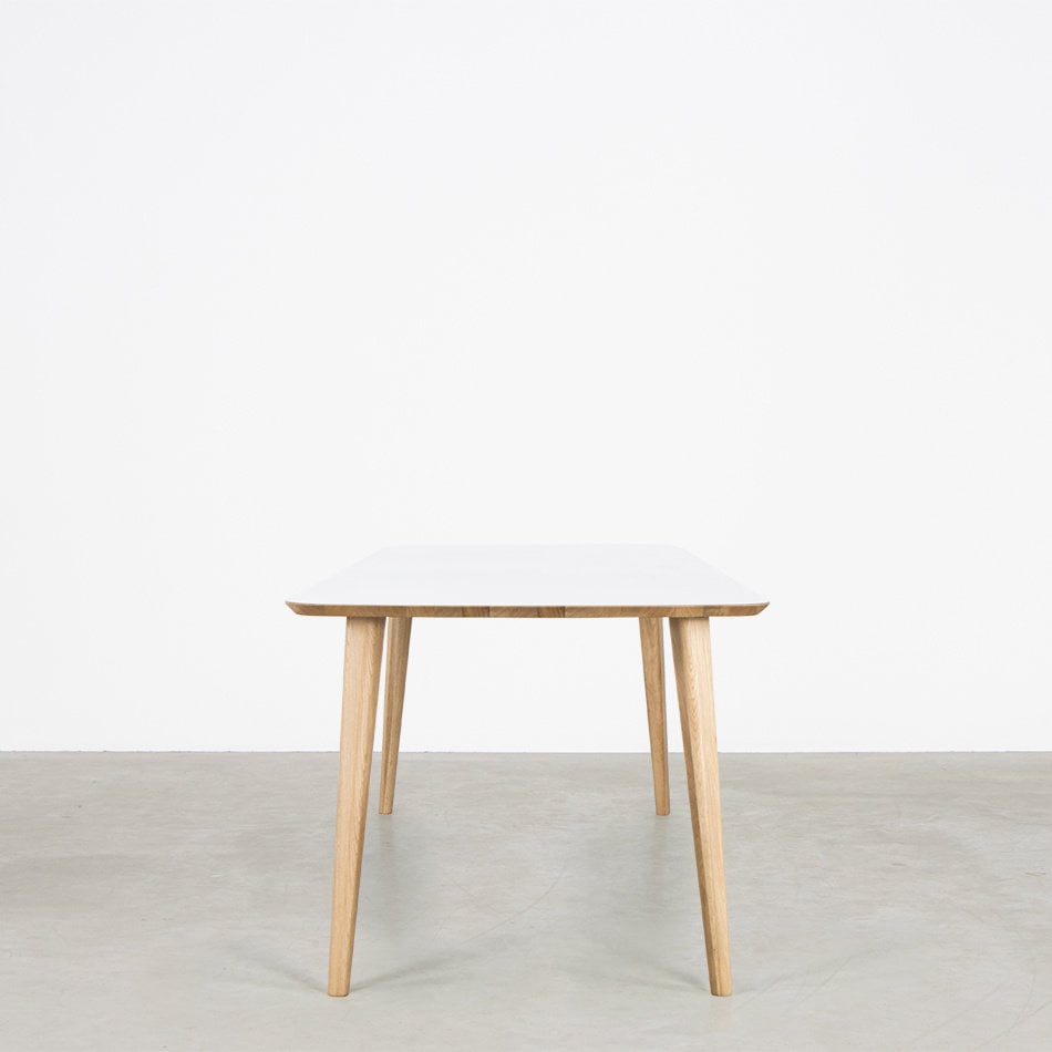 Tomrer Table White Fenix Top - Oak Legs