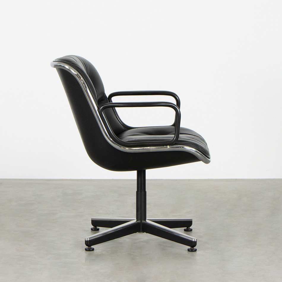 Charles Pollock executive chair black leather Knoll