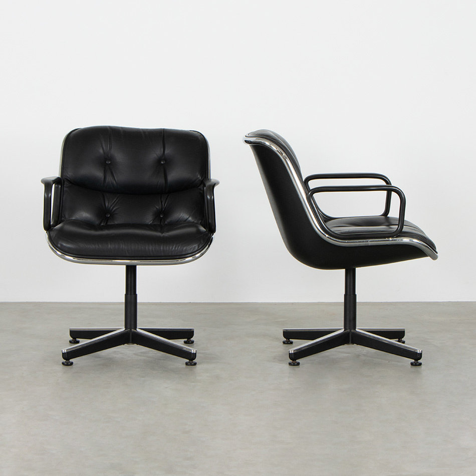 Charles Pollock executive chair zwart leer Knoll