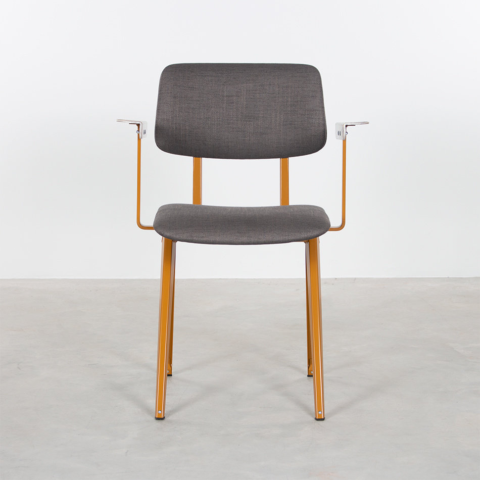 Galvanitas S16 With Armrests Industrial School Chair Ocher Brown (RAL 8001) / Ebony Armrests / Upholstery Piquet Coffee 81