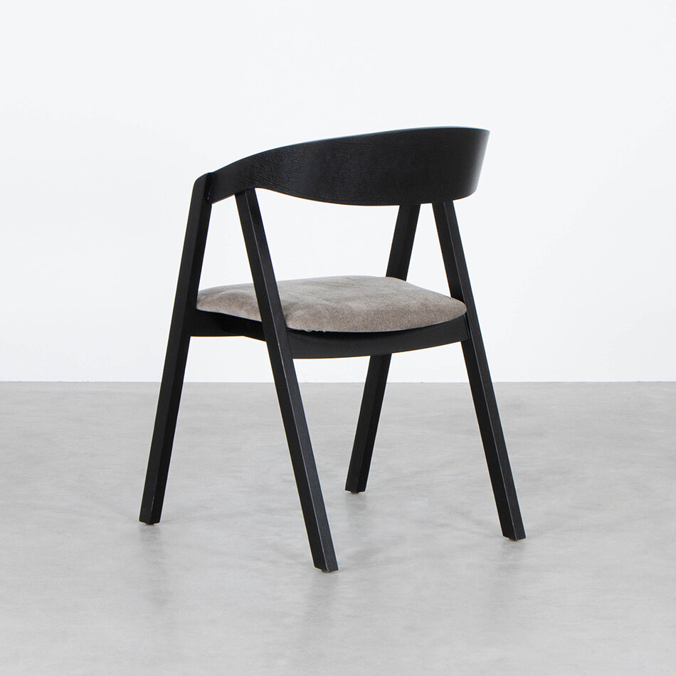 Edske Dining Table Chair Black Pickled Upholstered / Comeback 64
