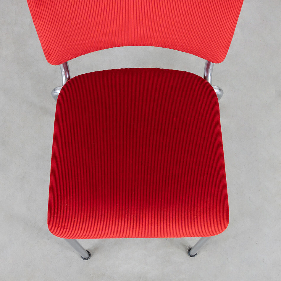 Gispen chair model TH Delft New red Machester rib