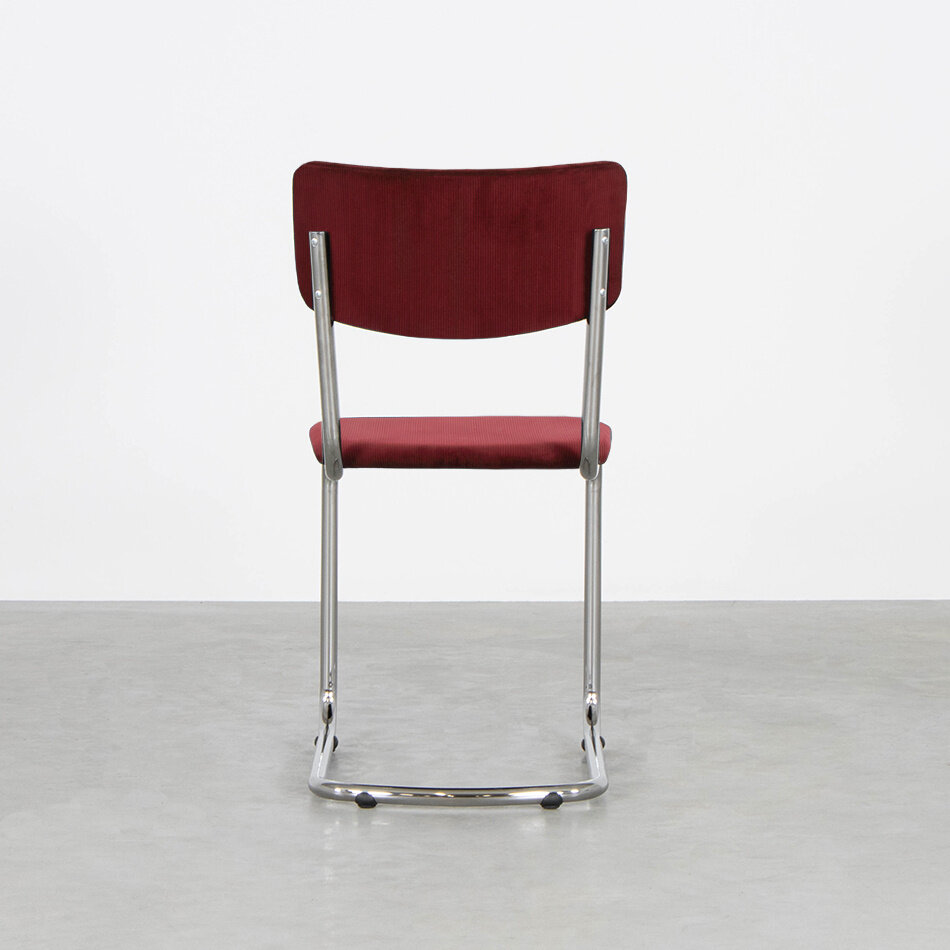 Tubax Elsene tubular frame chair / Manchester rib fabric 03 Dark Red
