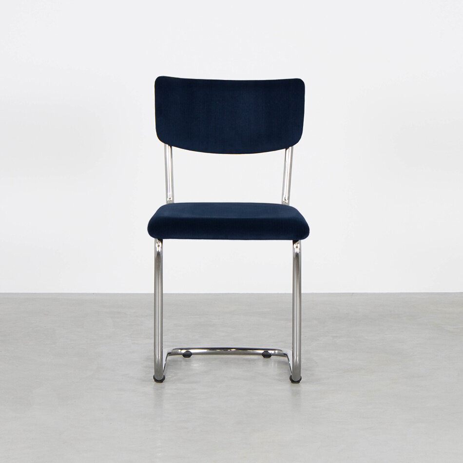 Tubax Elsene tubular frame chair / Manchester rib fabric 10 Dark Blue
