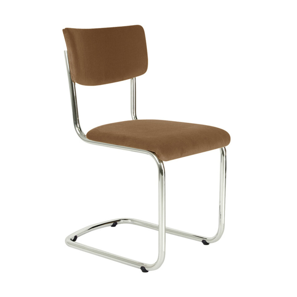 Tubax Elsene tubular frame chair / Manchester rib fabric 55 light brown