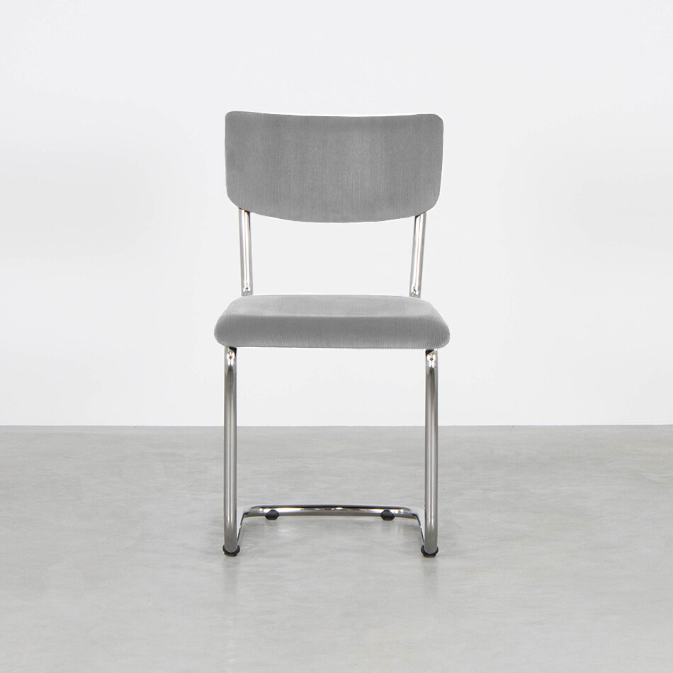 Tubax Elsene tubular frame chair / Manchester rib fabric 92 Grey