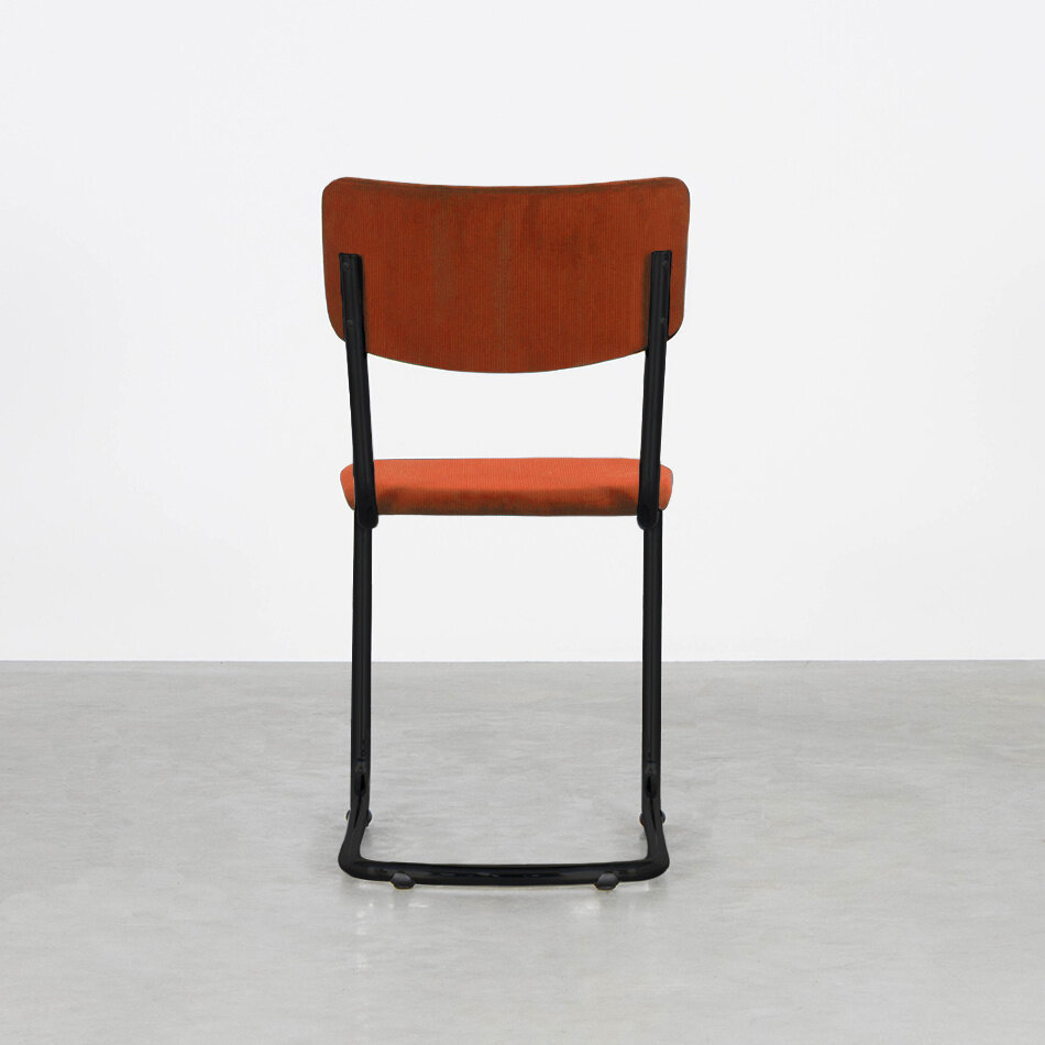 Tubax Elsene Tubular Frame Chair Without Armrests Black Frame / Manchester Rib Fabric 02 Terra