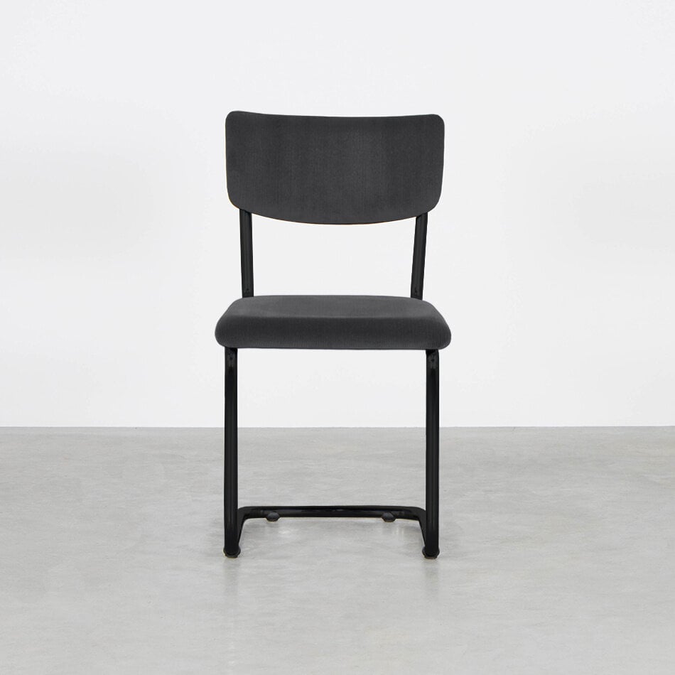 Tubax Elsene Tubular Frame Chair With Armrests Black Frame / Manchester Rib Fabric Anthracite 31