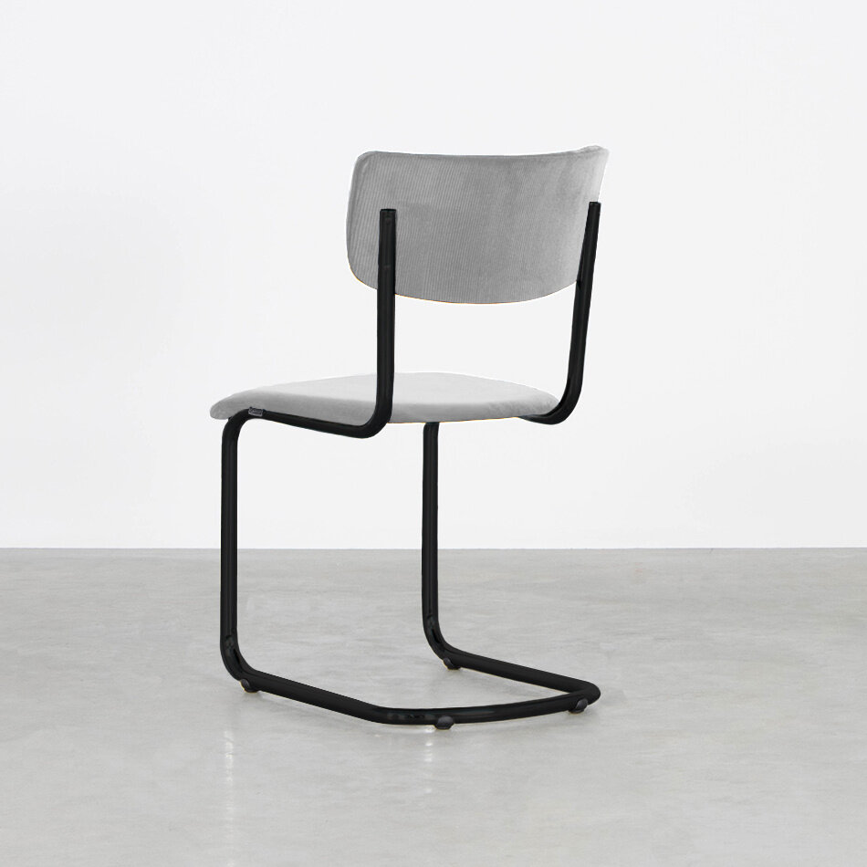 Tubax Elsene Tubular Frame Chair Without Armrests Black Frame / Manchester Rib Fabric 92 Grey