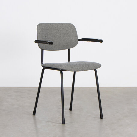 Set van 4 Gispen 1235 stoelen zwart en grijze Stavanger stof