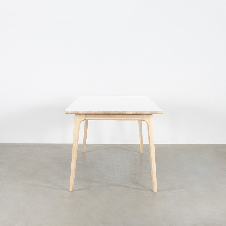 Fjerre Table White Fenix Top - Oak Whitewash Legs