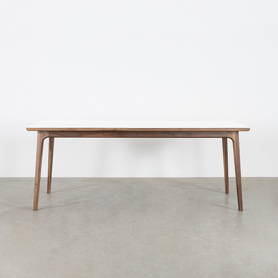 Fjerre Table White Fenix Top - Walnut Legs