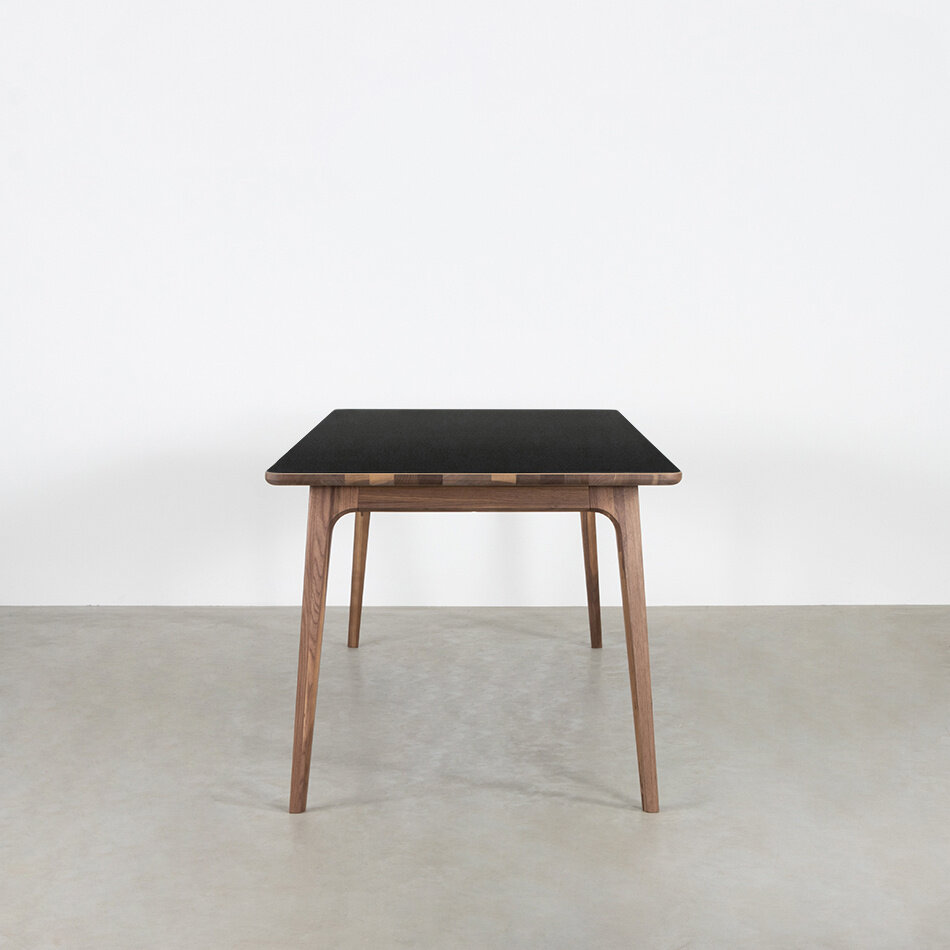 Fjerre Table Black Fenix Top - Walnut Legs