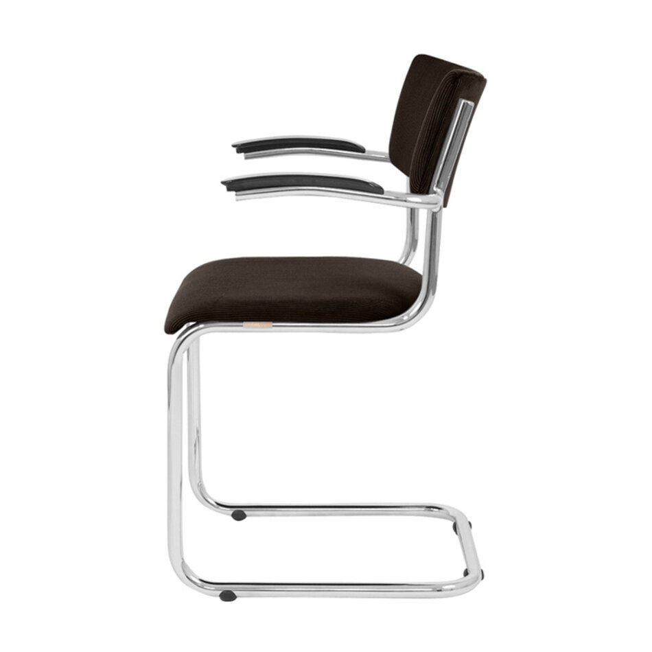 <span>The Purmer tubular frame stool with armrests Manchester rib fabric 9 Dark brown. </span>