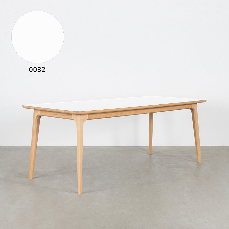 Fjerre Table White Fenix Top - Beech Legs