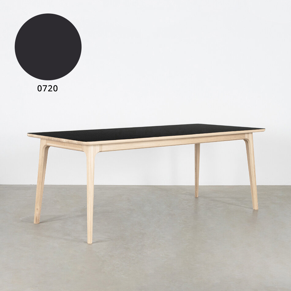 Fjerre Table Black Fenix Top - Oak Whitewash Legs