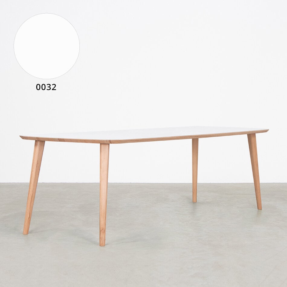 Tomrer Table White Fenix Top - Beech Legs