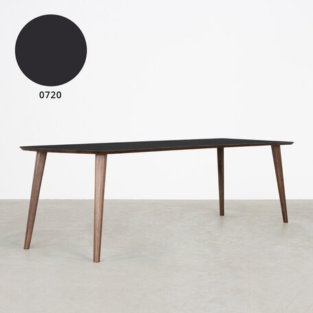 Tomrer Table Black Fenix Top - Walnut Legs