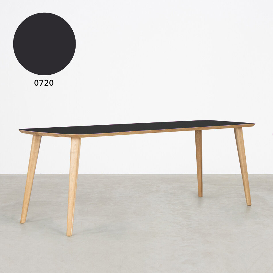 Tomrer Table Black Fenix Top - Oak Legs