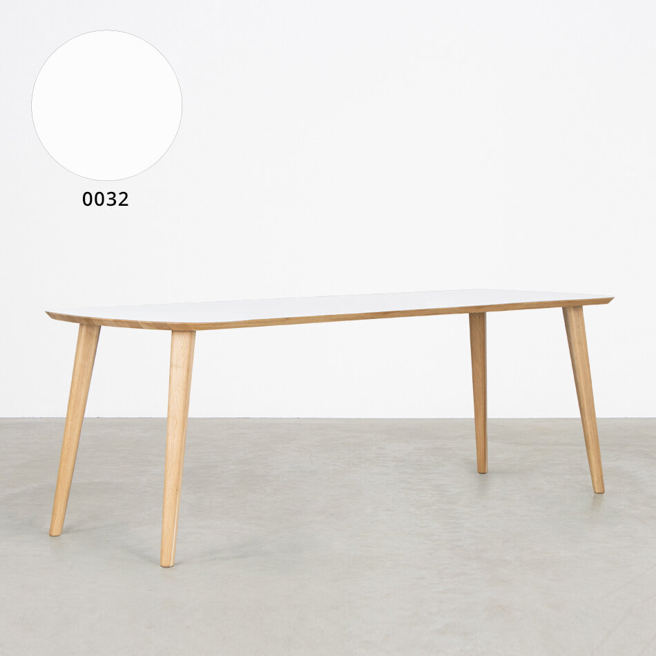 Tomrer Table White Fenix Top - Oak Legs